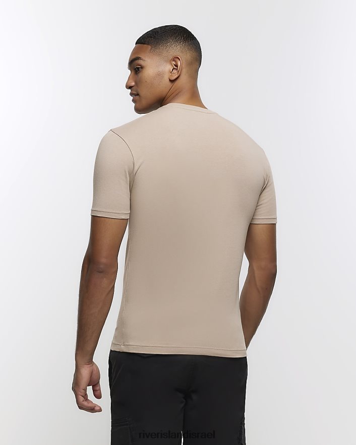 לבוש River Island חולצת טריקו בכושר שריר אֶבֶן גברים BDZ4082337