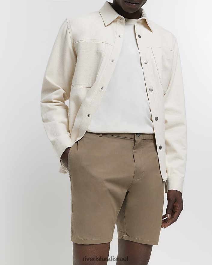 לבוש River Island מכנסי צ'ינו קצרים בגזרה רזה אֶבֶן גברים BDZ4082351