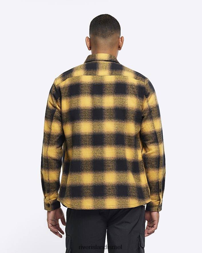 לבוש River Island חולצה עם שרוולים ארוכים בהתאמה רגילה צהוב גברים BDZ4082356