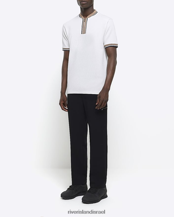 לבוש River Island פולו מודבק עם טקסטורה בגזרה דקיקה אקרו גברים BDZ4082378