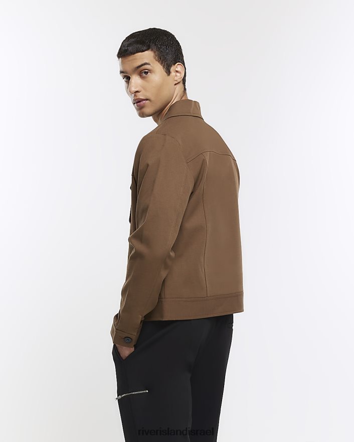 לבוש River Island ז'קט מערבי בכושר רגיל חום גברים BDZ4082384