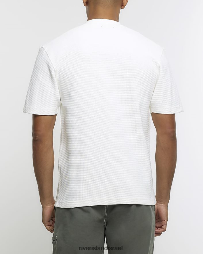 לבוש River Island חולצת טריקו במרקם וופל בכושר רגיל אקרו גברים BDZ4082386