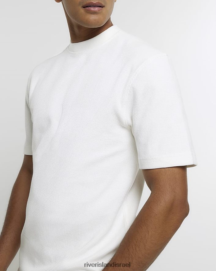 לבוש River Island חולצת טריקו במרקם וופל בכושר רגיל אקרו גברים BDZ4082386