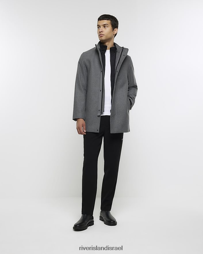 לבוש River Island מעיל תערובת צמר בהתאמה רגילה אפור גברים BDZ4082392