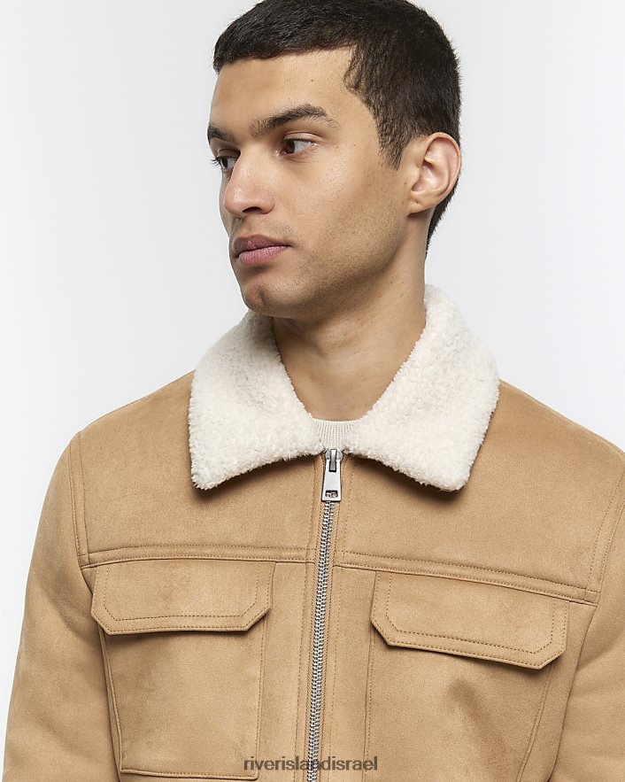 לבוש River Island ז'קט מערבי בגזרה רגילה חום גברים BDZ4082395