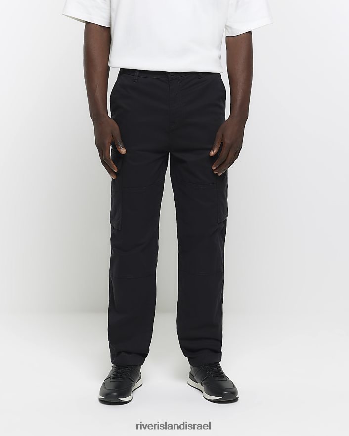 לבוש River Island מכנסי משא בהתאמה רגילה שָׁחוֹר גברים BDZ4082399