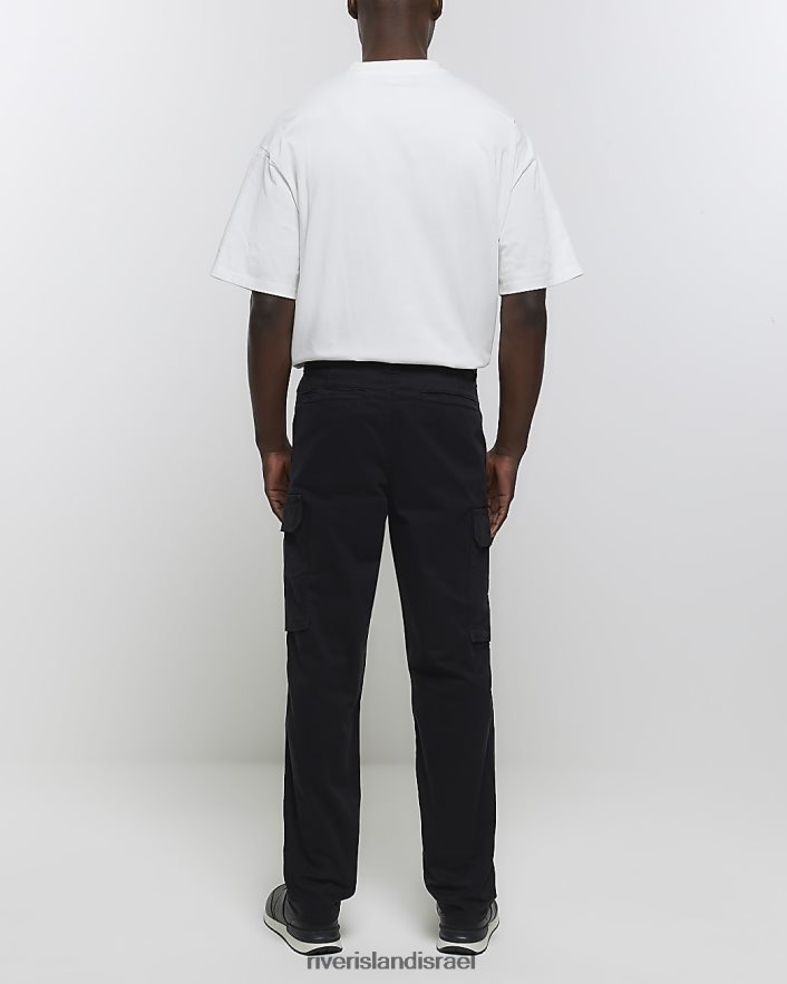 לבוש River Island מכנסי משא בהתאמה רגילה שָׁחוֹר גברים BDZ4082399