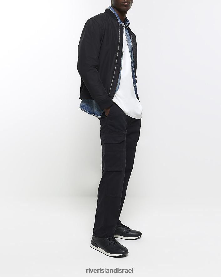 לבוש River Island מכנסי משא בהתאמה רגילה שָׁחוֹר גברים BDZ4082399