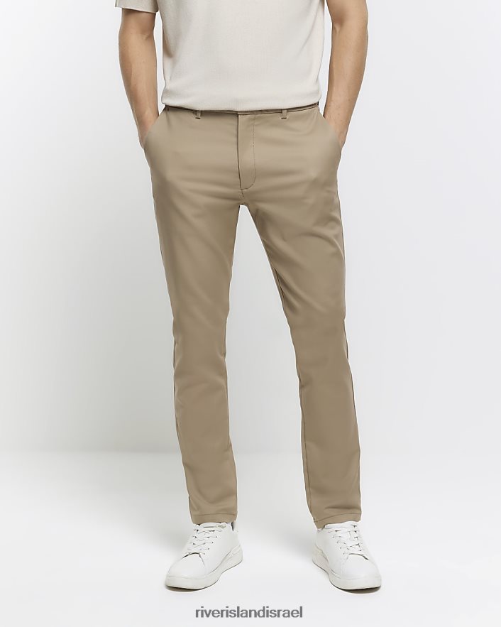 לבוש River Island מכנסי צ'ינו חכמים בגזרה דקיקה בז' גברים BDZ4082401