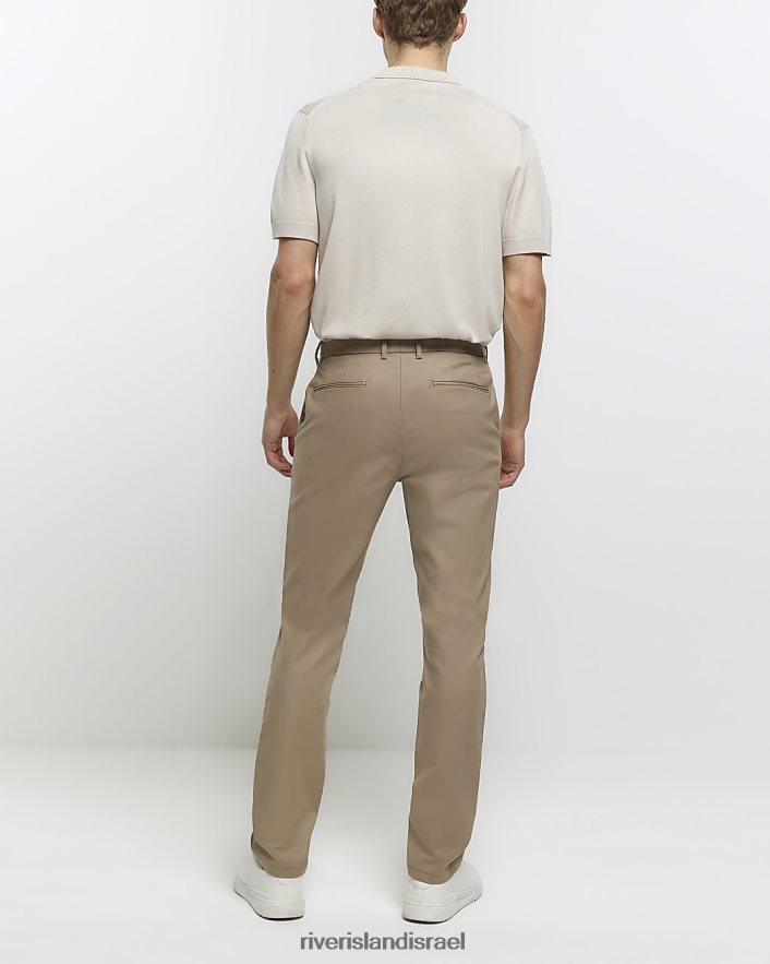 לבוש River Island מכנסי צ'ינו חכמים בגזרה דקיקה בז' גברים BDZ4082401