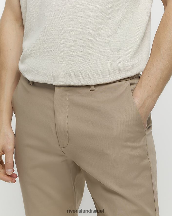 לבוש River Island מכנסי צ'ינו חכמים בגזרה דקיקה בז' גברים BDZ4082401