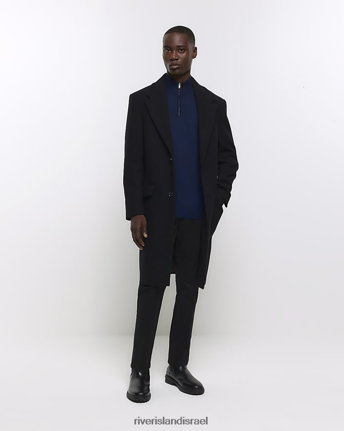 לבוש River Island מגשר רבע רוכסן דק בכושר חיל הים גברים BDZ4082408