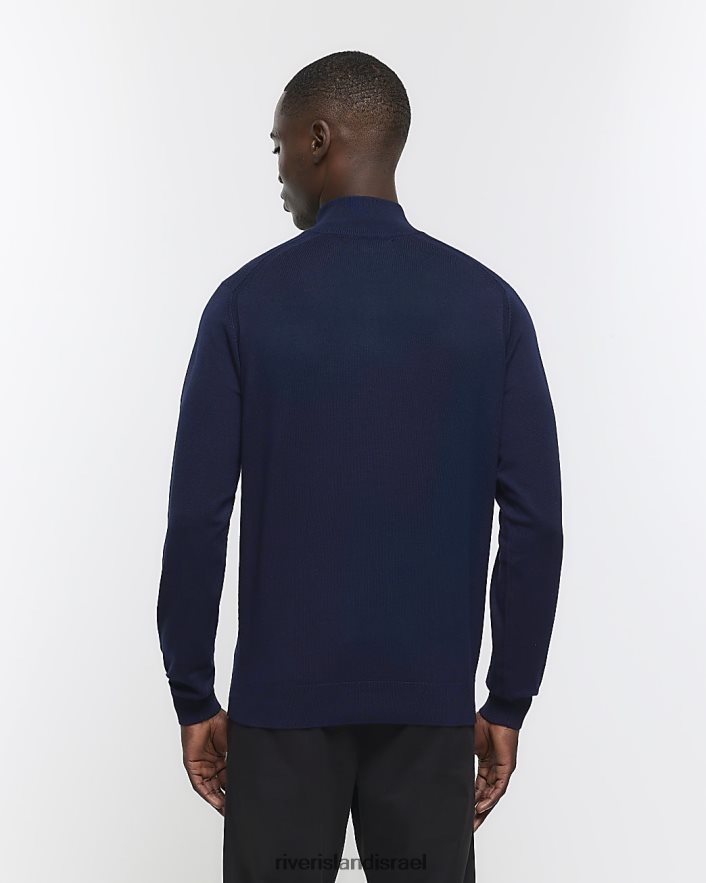 לבוש River Island מגשר רבע רוכסן דק בכושר חיל הים גברים BDZ4082408