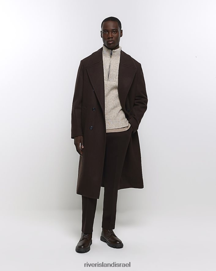 לבוש River Island מגשר משפך צלעות רך בכושר דק בז' גברים BDZ4082414