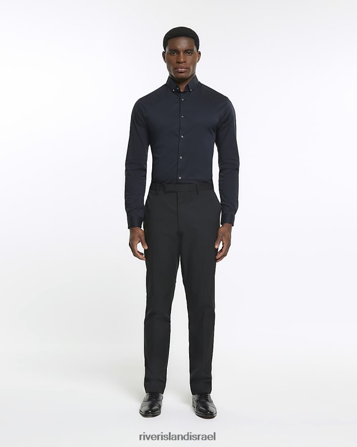 לבוש River Island חולצת שרוול ארוך בהתאמה לשרירים שָׁחוֹר גברים BDZ4082417