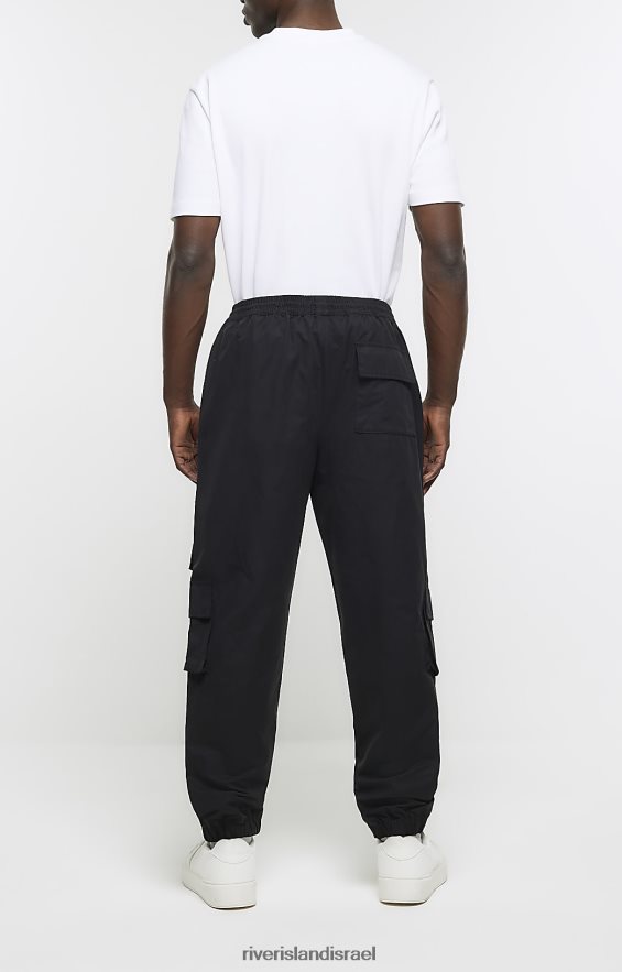 לבוש River Island מכנסי מטען רב כיסים בגזרה דקיקה שָׁחוֹר גברים BDZ4082422