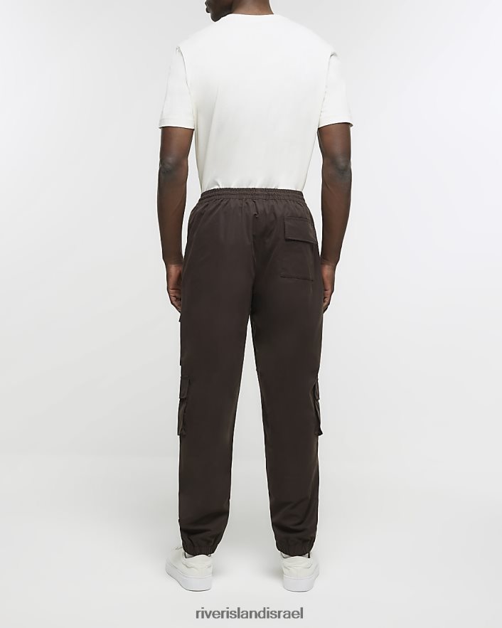 לבוש River Island מכנסי מטען רב כיסים בגזרה דקיקה חום גברים BDZ4082423