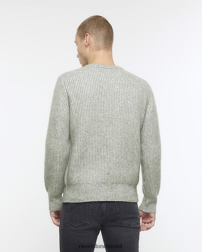 לבוש River Island מגשר צלעות רך בכושר דק ירוק גברים BDZ4082425