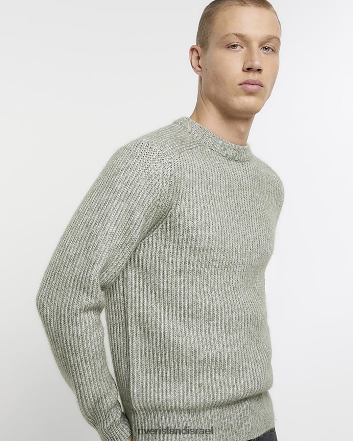 לבוש River Island מגשר צלעות רך בכושר דק ירוק גברים BDZ4082425