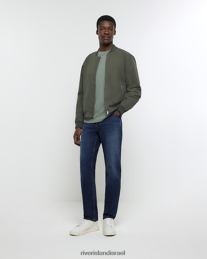 לבוש River Island חולצת טריקו בגזרה דקיקה ירוק ליים גברים BDZ4082437