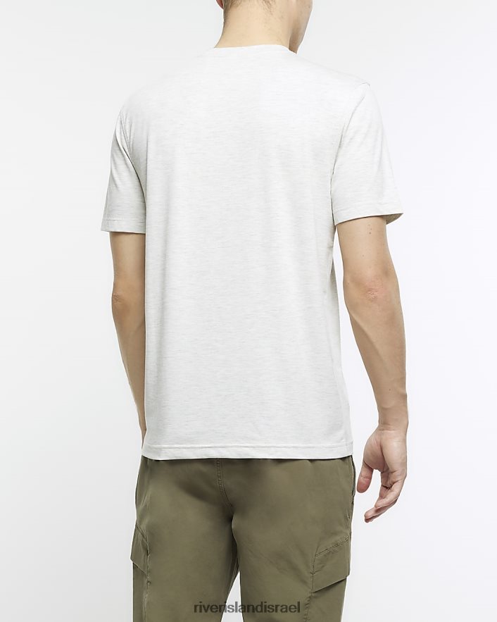 לבוש River Island חולצת טריקו בגזרה דקיקה אפור בהיר גברים BDZ4082438