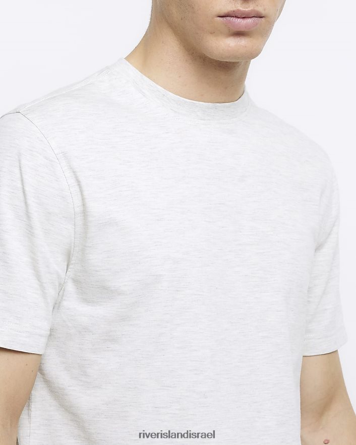 לבוש River Island חולצת טריקו בגזרה דקיקה אפור בהיר גברים BDZ4082438