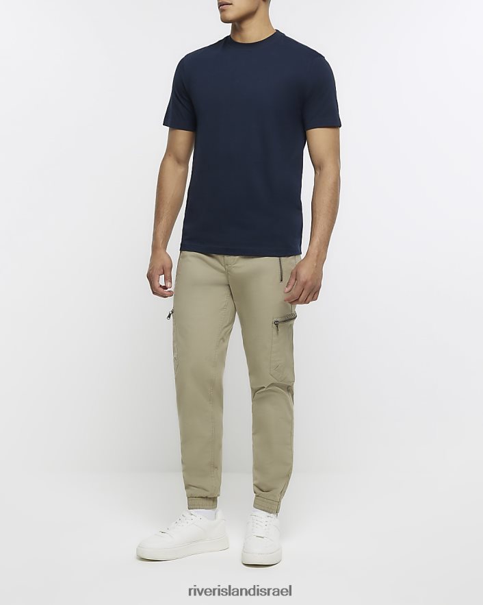 לבוש River Island חולצת טריקו בגזרה דקיקה חיל הים גברים BDZ4082440