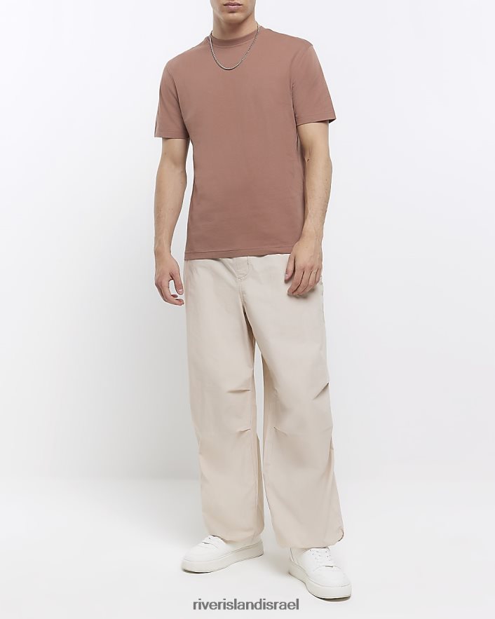 לבוש River Island חולצת טריקו בגזרה דקיקה אֶבֶן גברים BDZ4082442