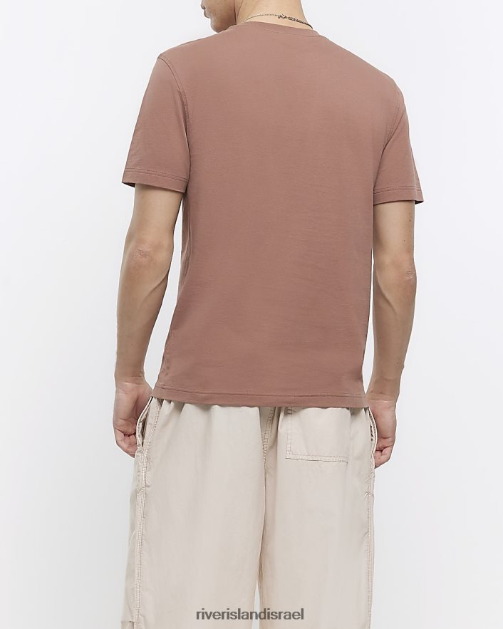 לבוש River Island חולצת טריקו בגזרה דקיקה אֶבֶן גברים BDZ4082442