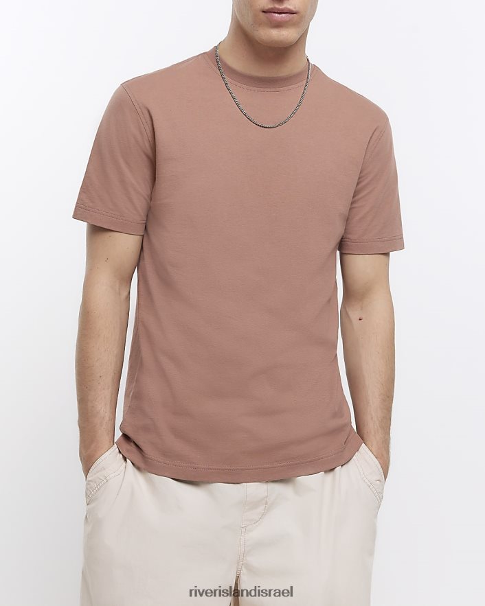 לבוש River Island חולצת טריקו בגזרה דקיקה אֶבֶן גברים BDZ4082442