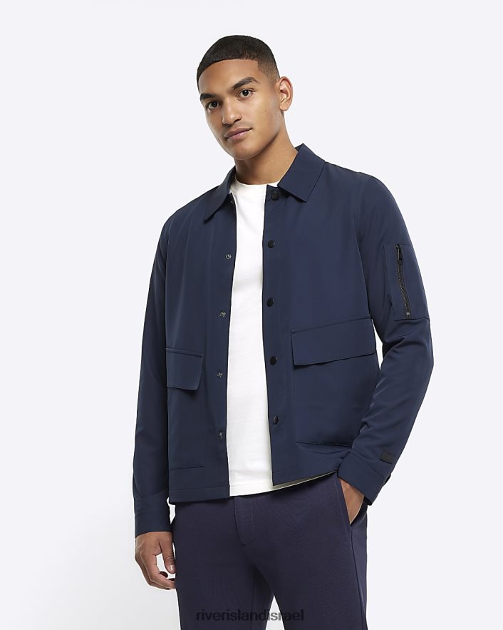 לבוש River Island חולצה טכנית בכושר רגיל חיל הים גברים BDZ4082449