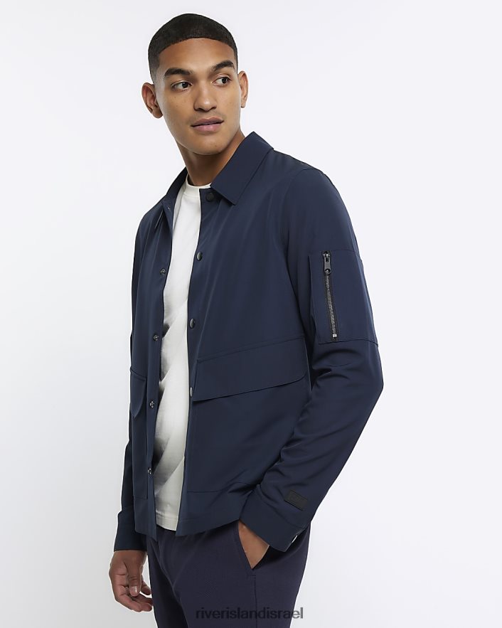 לבוש River Island חולצה טכנית בכושר רגיל חיל הים גברים BDZ4082449