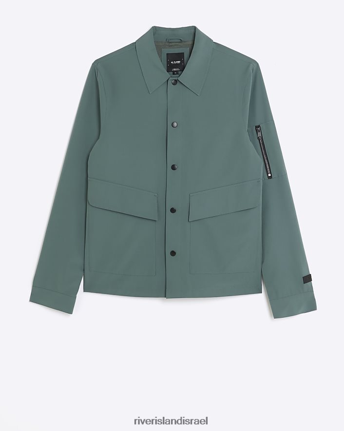 לבוש River Island חולצה טכנית בכושר רגיל ירוק גברים BDZ4082450