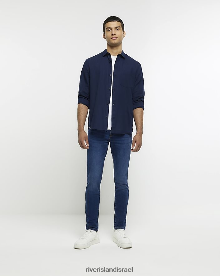 לבוש River Island ג'ינס בגזרת סקיני מכובס כחול כהה גברים BDZ4082468