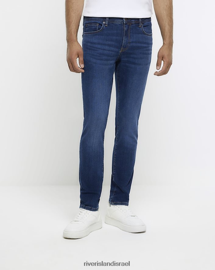לבוש River Island ג'ינס בגזרת סקיני מכובס כחול כהה גברים BDZ4082468