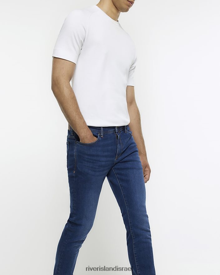 לבוש River Island ג'ינס בגזרת סקיני מכובס כחול כהה גברים BDZ4082468