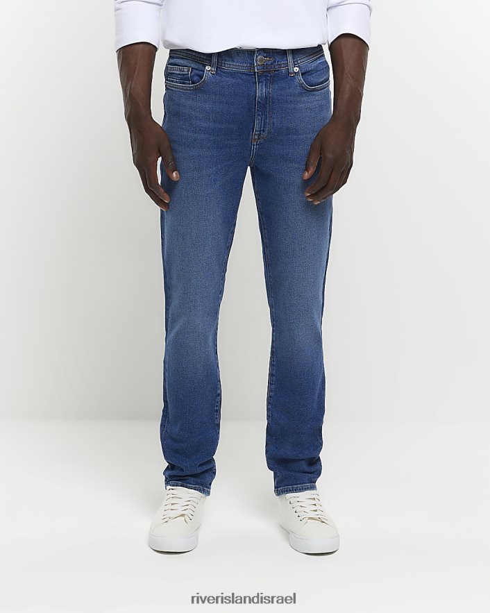 לבוש River Island ג'ינס בגזרת סקיני מכובס כחול כהה גברים BDZ4082470