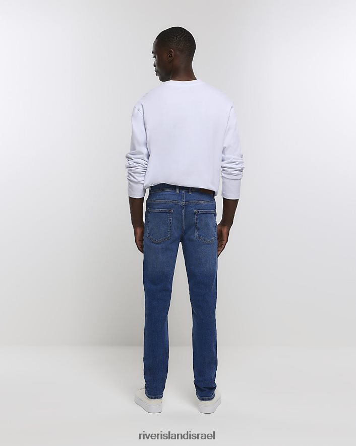 לבוש River Island ג'ינס בגזרת סקיני מכובס כחול כהה גברים BDZ4082470