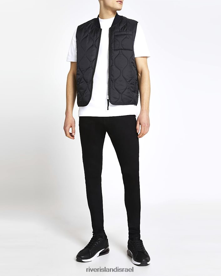 לבוש River Island ספריי על ג'ינס סופר סקיני בכושר שָׁחוֹר גברים BDZ4082476