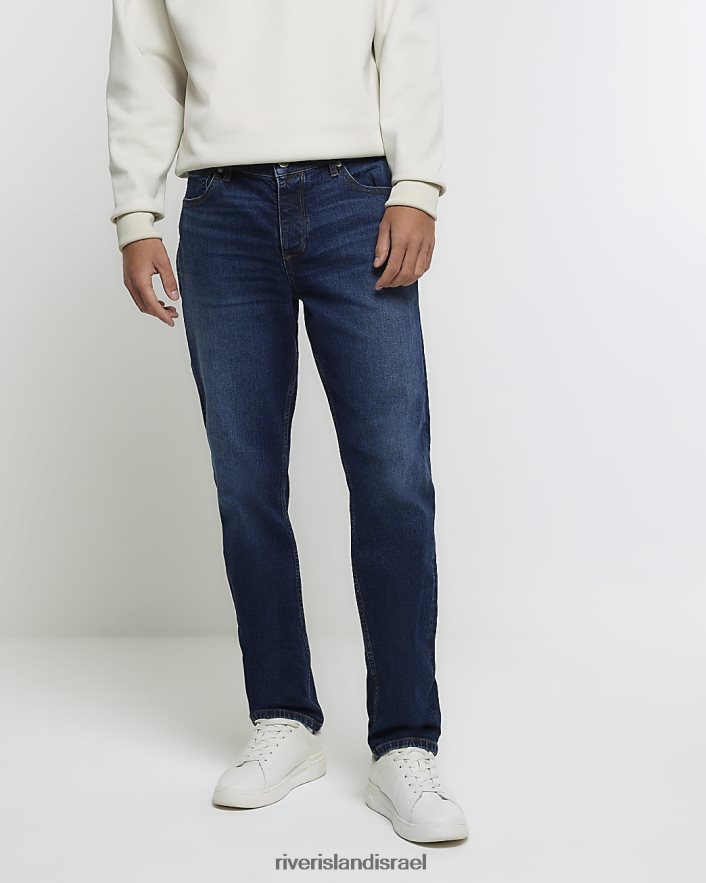 לבוש River Island ג'ינס שטוף בגזרה דקיקה כחול כהה גברים BDZ4082499