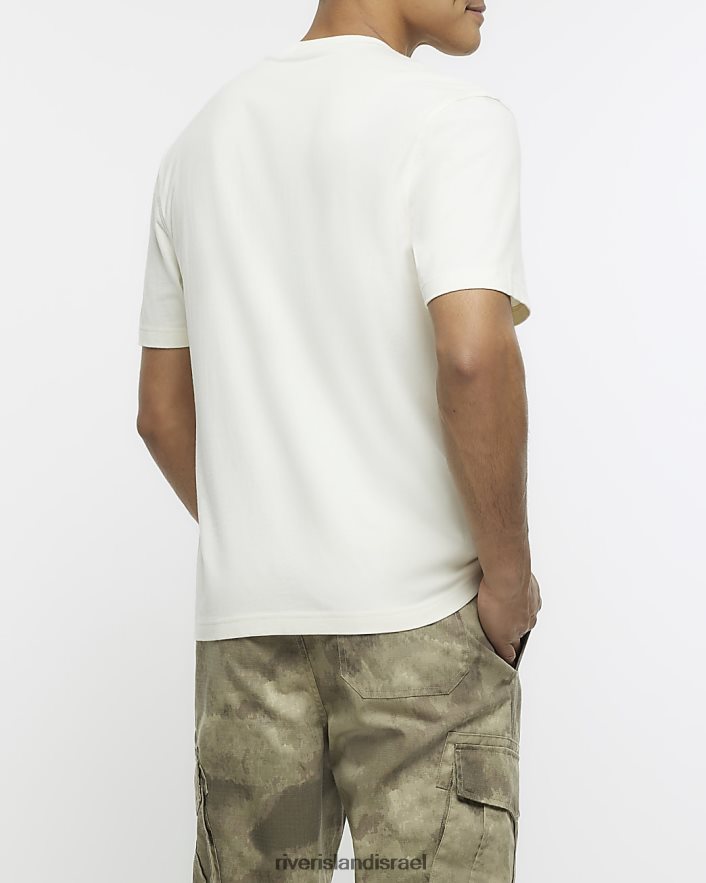 לבוש River Island חולצת טריקו בכושר רגיל אקרו גברים BDZ4082515