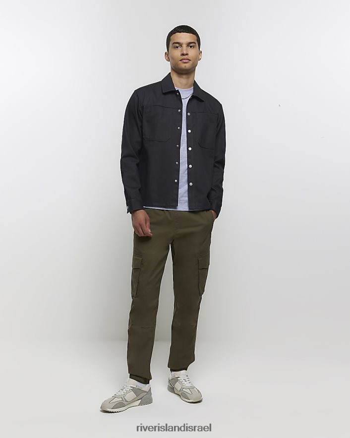 לבוש River Island חולצת טריקו בכושר רגיל אפור גברים BDZ4082516