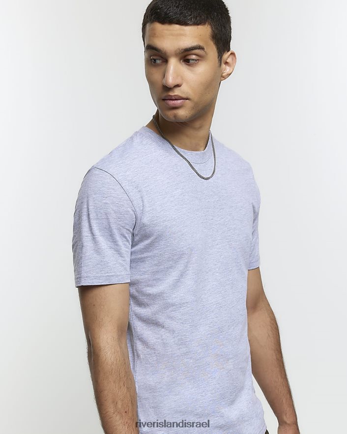 לבוש River Island חולצת טריקו בכושר רגיל אפור גברים BDZ4082516