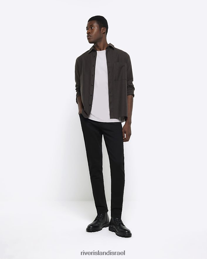 לבוש River Island חולצת טריקו בכושר רגיל אפור בהיר גברים BDZ4082518