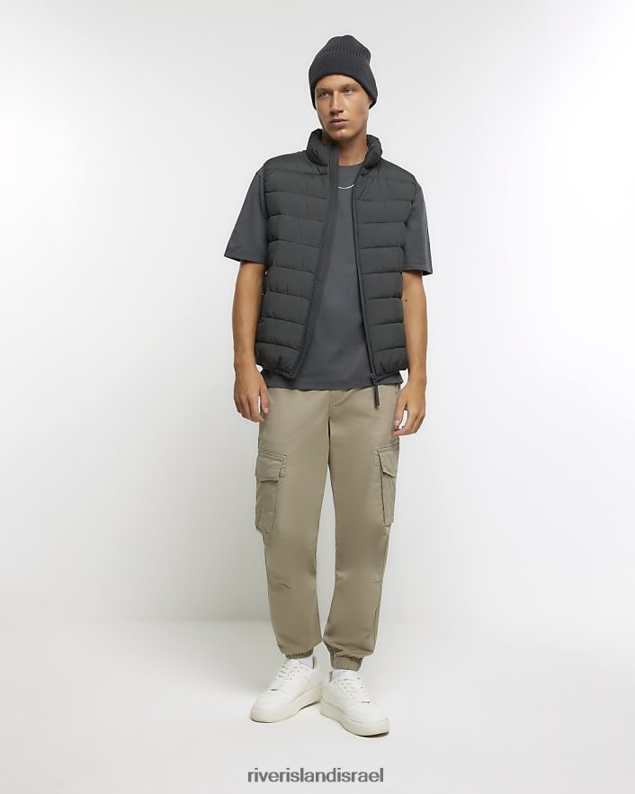 לבוש River Island חולצת טריקו בכושר רגיל אפור גברים BDZ4082519