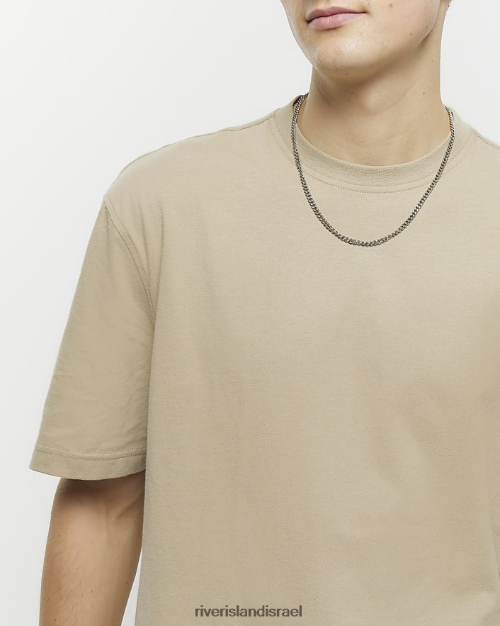 לבוש River Island חולצת טריקו בכושר רגיל אֶבֶן גברים BDZ4082522