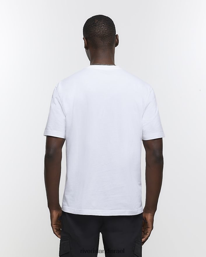 לבוש River Island חולצת טריקו בכושר רגיל לבן גברים BDZ4082524