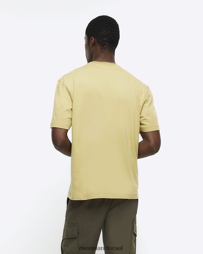 לבוש River Island חולצת טריקו בכושר רגיל צהוב גברים BDZ4082525