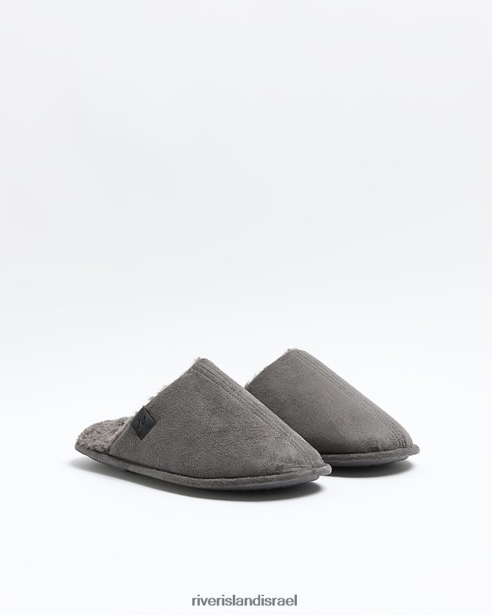 הַנעָלָה River Island נעלי בית זמש אפור גברים BDZ4082526