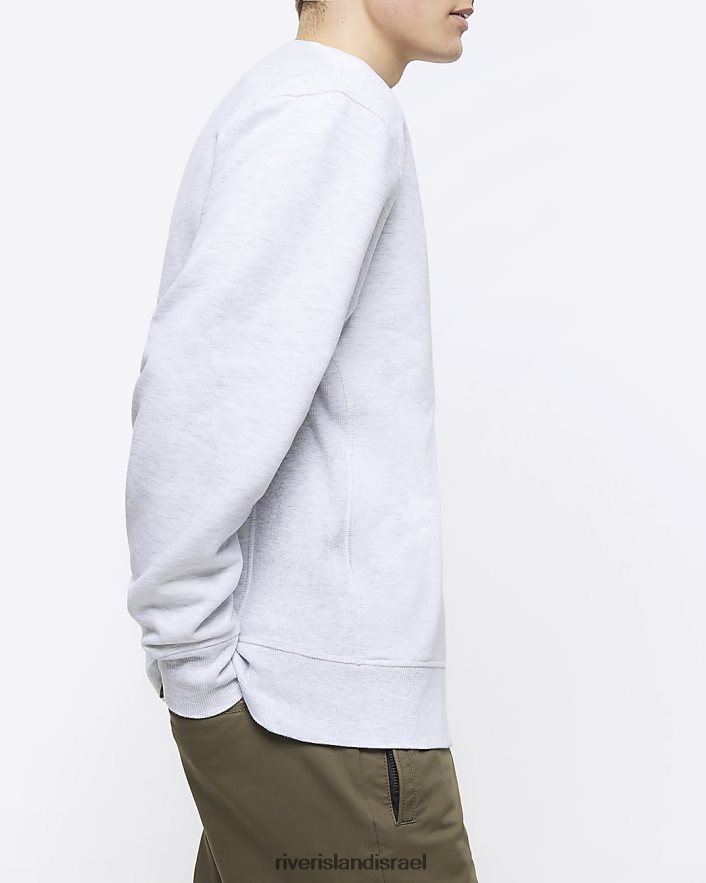 לבוש River Island סווטשירט רגיל בכושר רגיל אפור גברים BDZ4082539